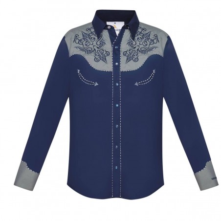 Chemise Western - Bleu Broderie Bicolore Homme - Ranger's