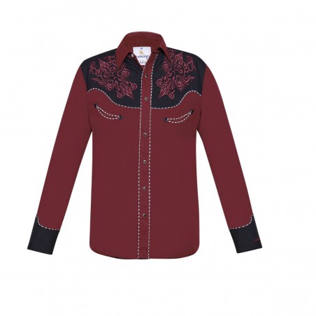 Chemise Western - Bordeaux Broderie Bicolore Homme - Ranger's