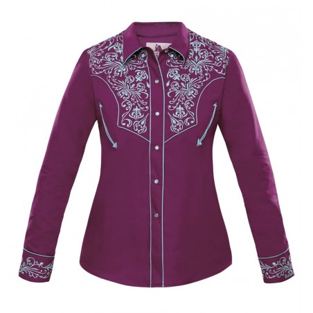 Chemise Western - Violet Broderie Florale Turquoise Femme - Ranger's