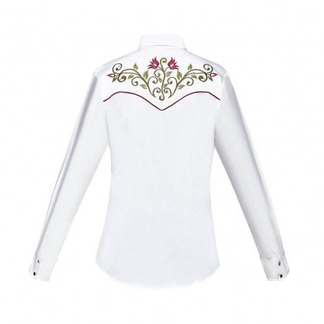 Roper Western Shirt Womens L/S Embroidery White 03-050-0565-0453 WH