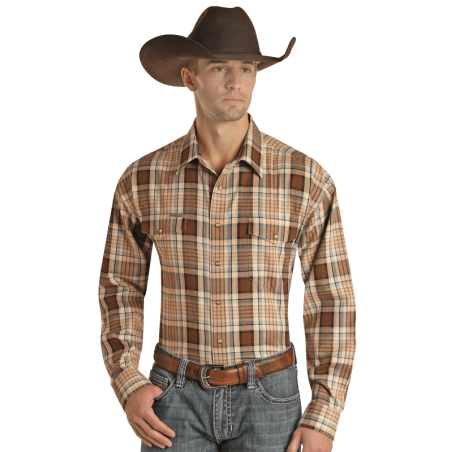 Flannel Shirt - Brown Plaid Men - Powder River