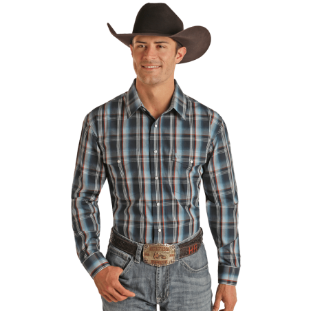 Western Shirt - Blue Red Plaid Men - Panhandle