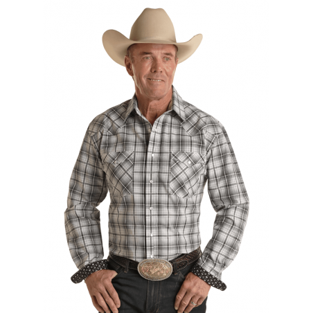 Western Shirt - Black White Plaid Men - Panhandle