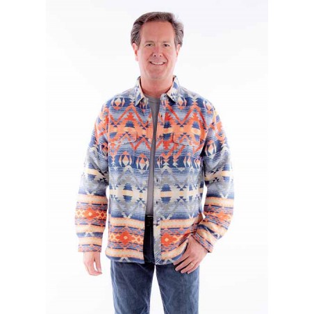 Western Shirt Jacket - Colorful Southwest Print Men - Scully