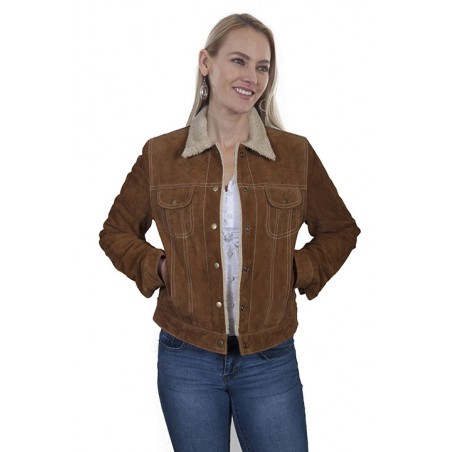 Leather Jacket - Brown Suede Lined Women - Scully