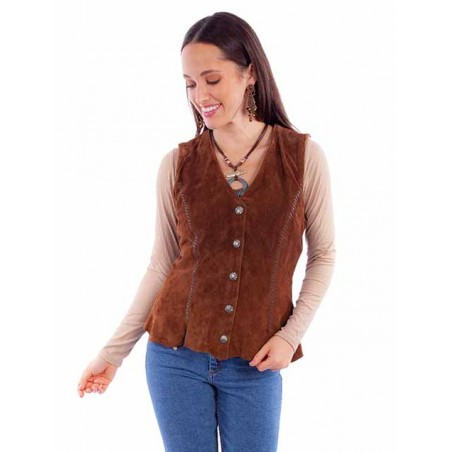 Vest - Brown Suede Leather Women - Scully