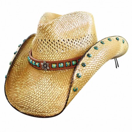 Cowboy Hat - Straw Turquoise Beads Women - Dallas Hats