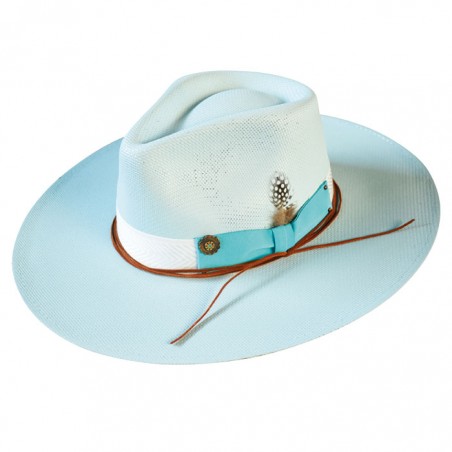 Chapeau Bord Plat - Toile Bleu Clair Plume Unisexe - Dallas Hats