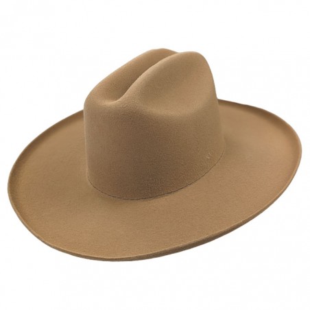 Chapeau de Cowboy - Feutre Brun Clair Bord Plat Unisexe - Dallas Hats