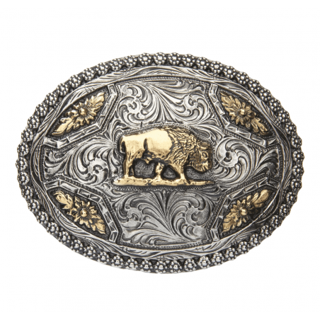 Western Buckle - Oval Gold Buffalo Unisex - AndWest