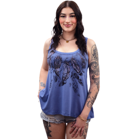 Top - Bleu Plumes Femme - Liberty Wear