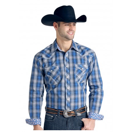 blue plaid western shirt