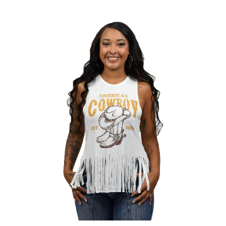 Top tank - White American Cowboy Women - Liberty Wear