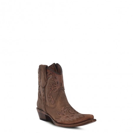 Bottines Western - Cuir Vachette Brun Bout Pointu Femme - Corral Boots