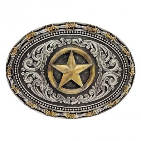 Western Buckle - Oval Gold Texas Star - Montana Silversmiths