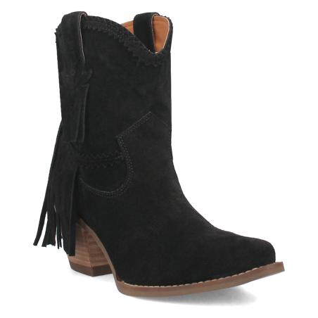 Booties - Suede Black Fringes Women - Dingo Boots