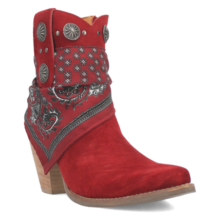 Booties - Suede Red Bandana Women - Dingo Boots