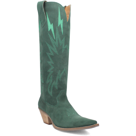 Bottes Western Hautes - Cuir Daim Verte Femme - Dingo Boots