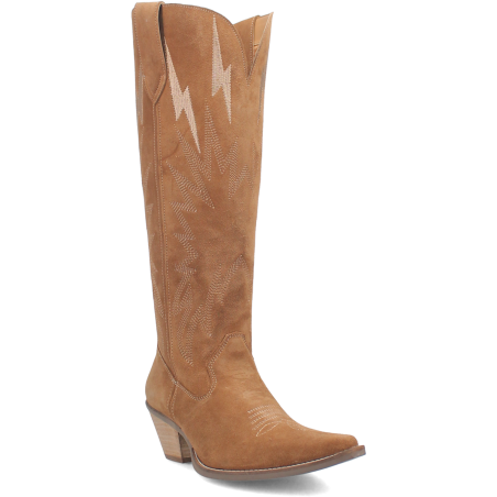 Bottes Western Hautes - Cuir Daim Camel Femme - Dingo Boots