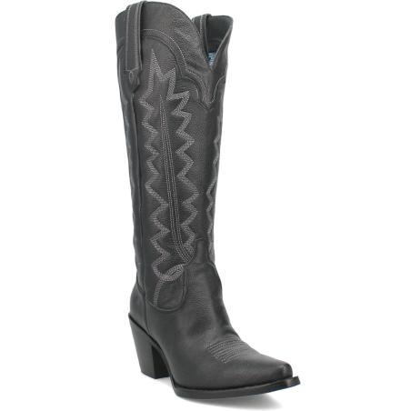 Bottes Western Hautes - Cuir Lisse Noir Femme - Dingo Boots