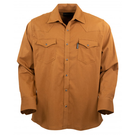 Everett Shirt - Plain Burnt Orange Cotton Men - Outback