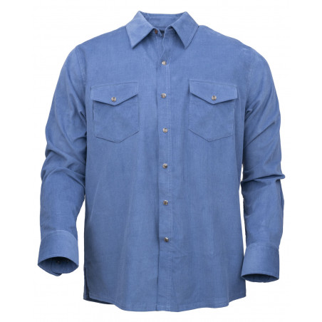 Chemise Bryce - Unie Bleue Velours Côtelé Homme - Outback