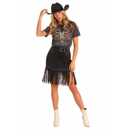 Skirt - Fringe Black Women - Rock&Roll Cowgirl