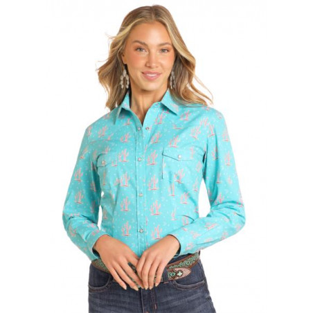 Western Shirt -  Turquoise Cactus Women - Panhandle