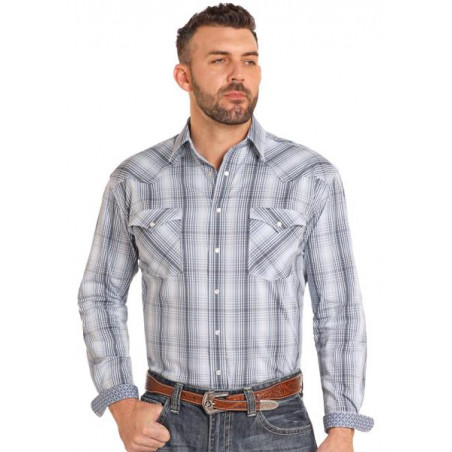 Chemise Western - Carreaux Bleu Blanc Homme - Panhandle