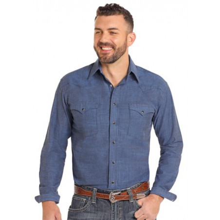 Chemise Western - Uni Bleu Foncé Homme - Panhandle