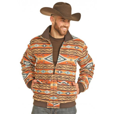 Blouson - Bomber Orange Brun Azteque Homme - Rock&Roll