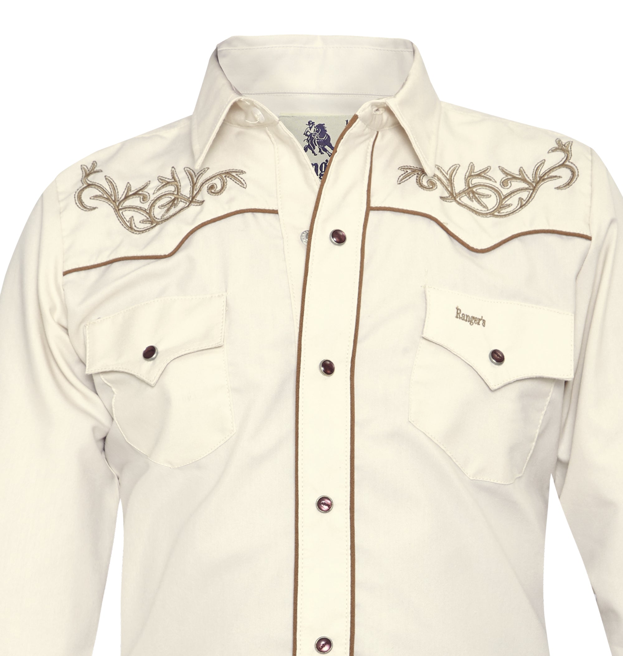 Chemise western beige brodée Longhorn