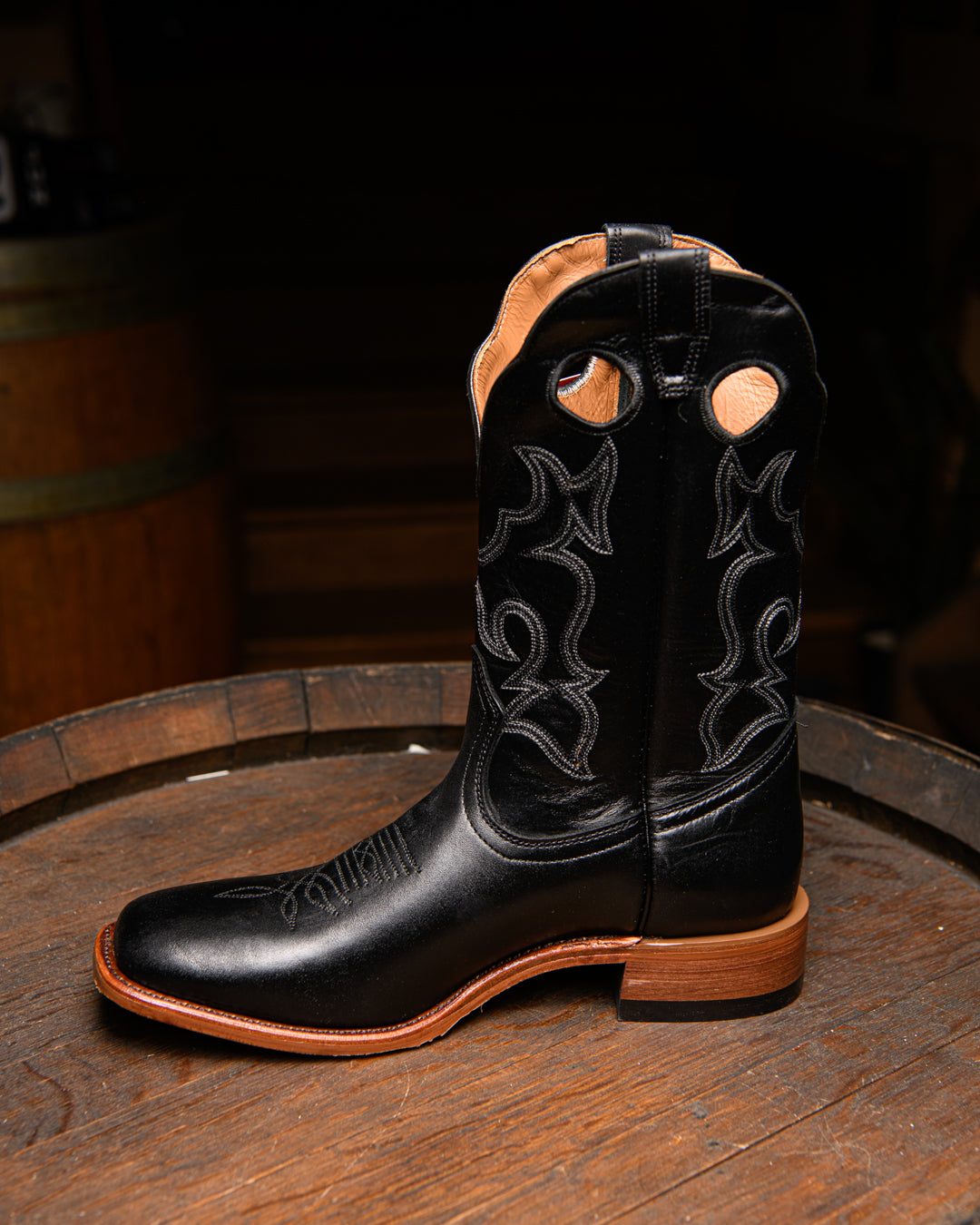 Bottes Roper bout carré large noir - Homme