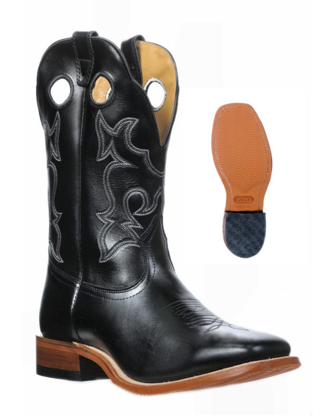 Bottes Roper bout carré large noir - Homme