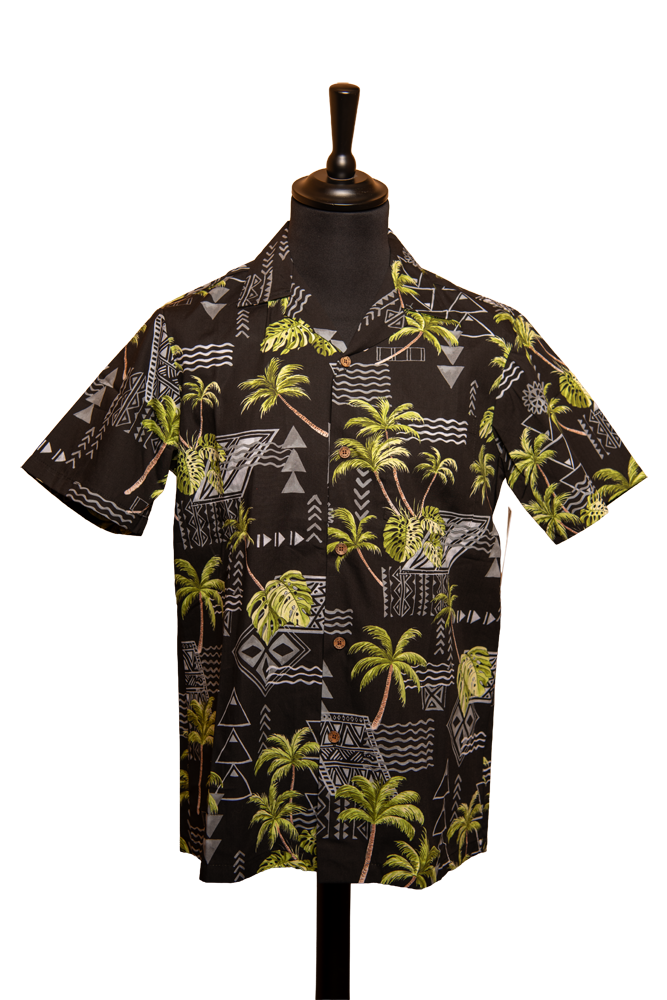 Chemise Hawaïenne palmiers noir