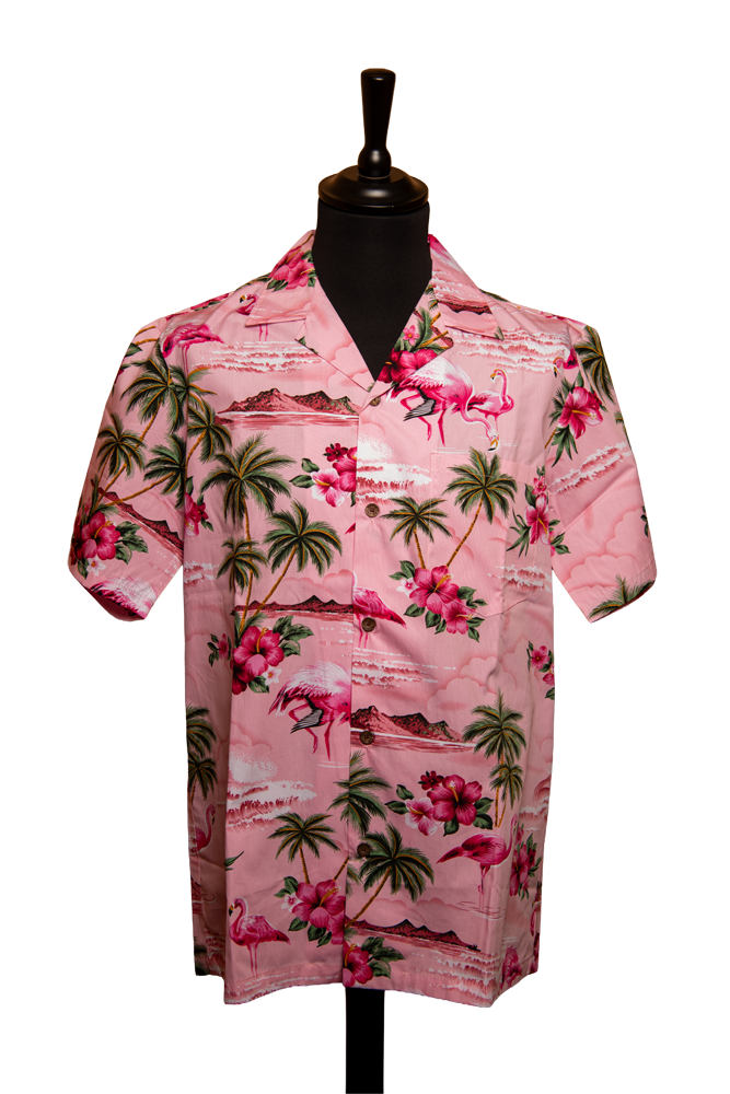 Chemise Hawaïenne flamant rose
