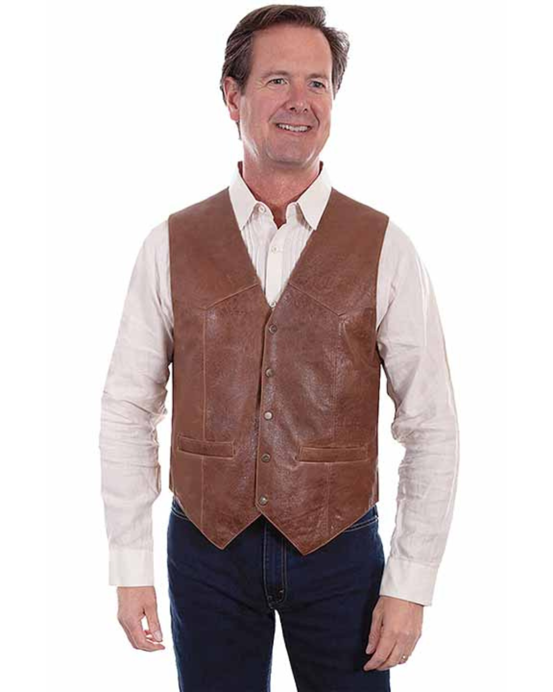 Brown lambskin leather vest