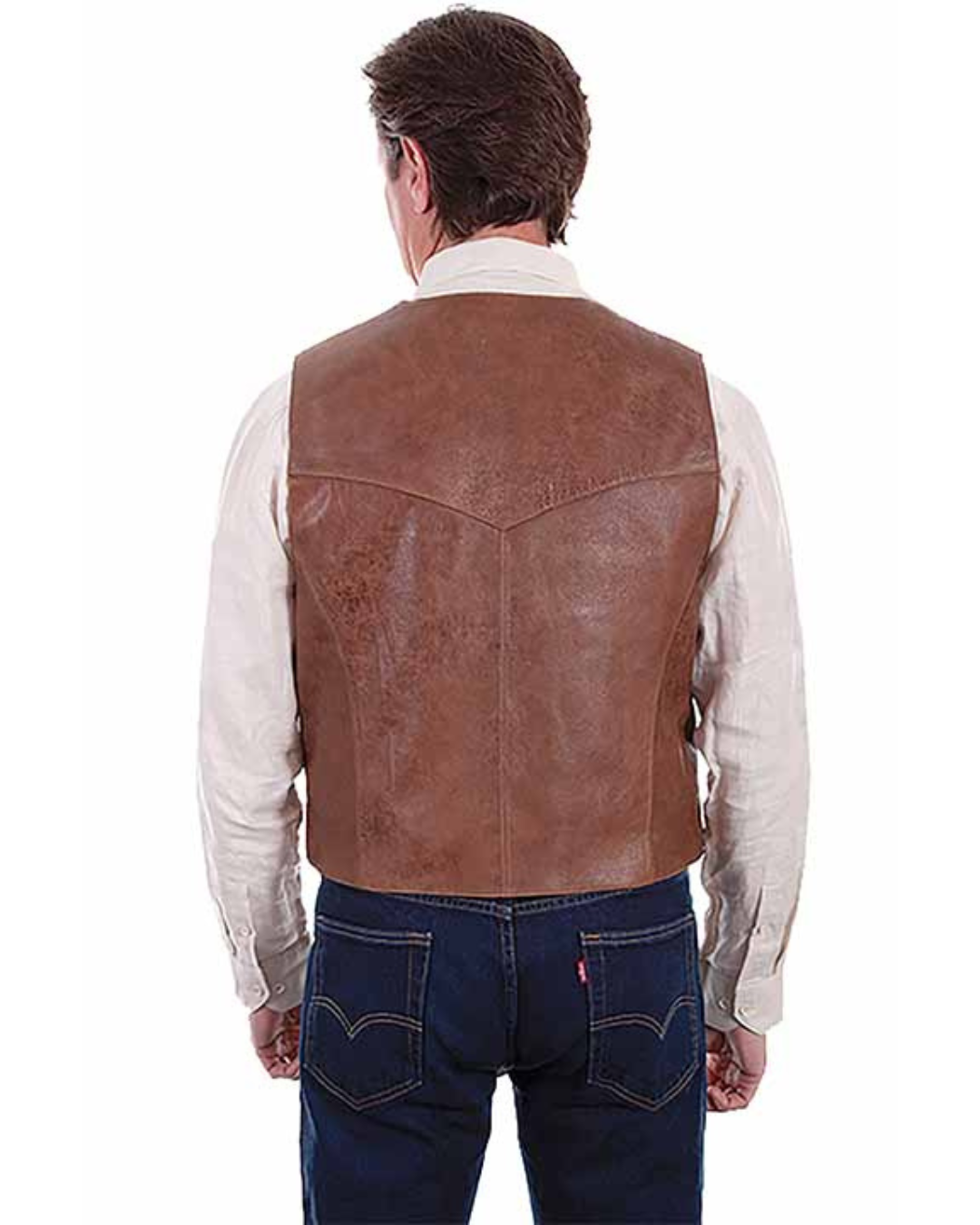 Brown lambskin leather vest