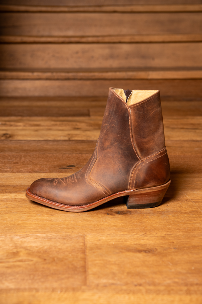 Bottines western brunes avec fermeture éclair - Homme
