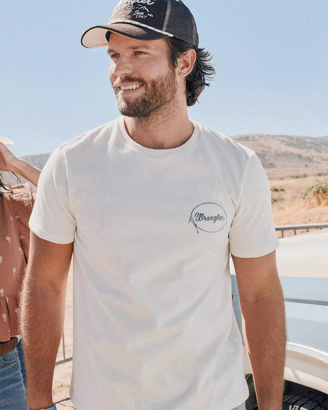 T-shirt Lassoing Cowboy Blanc