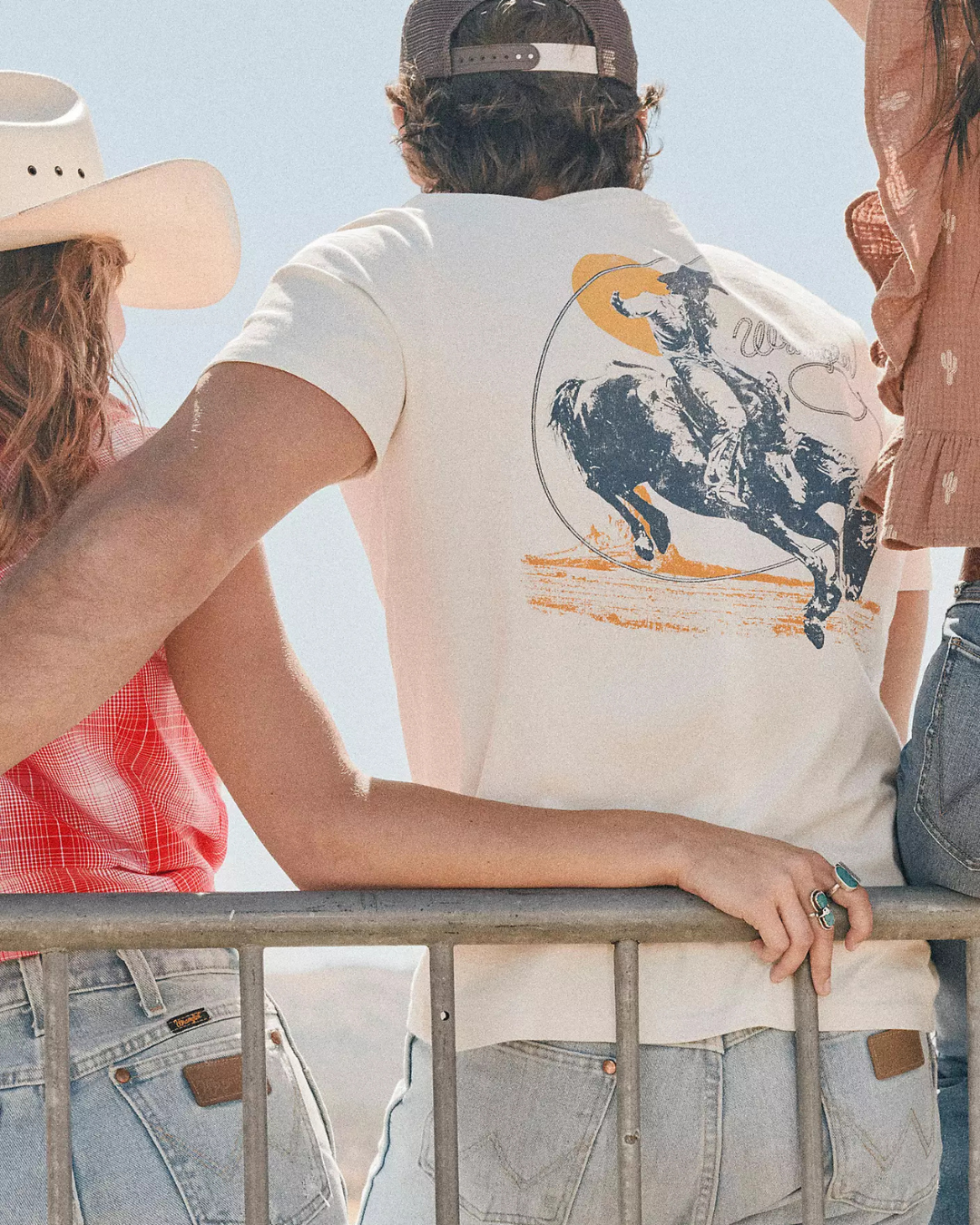 T-shirt Lassoing Cowboy Blanc