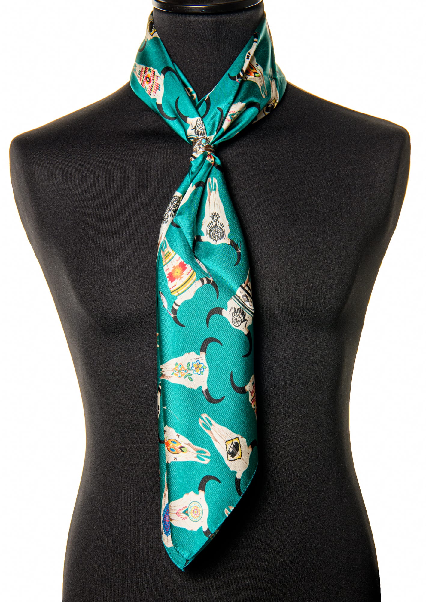 Turquoise feather scarf ring