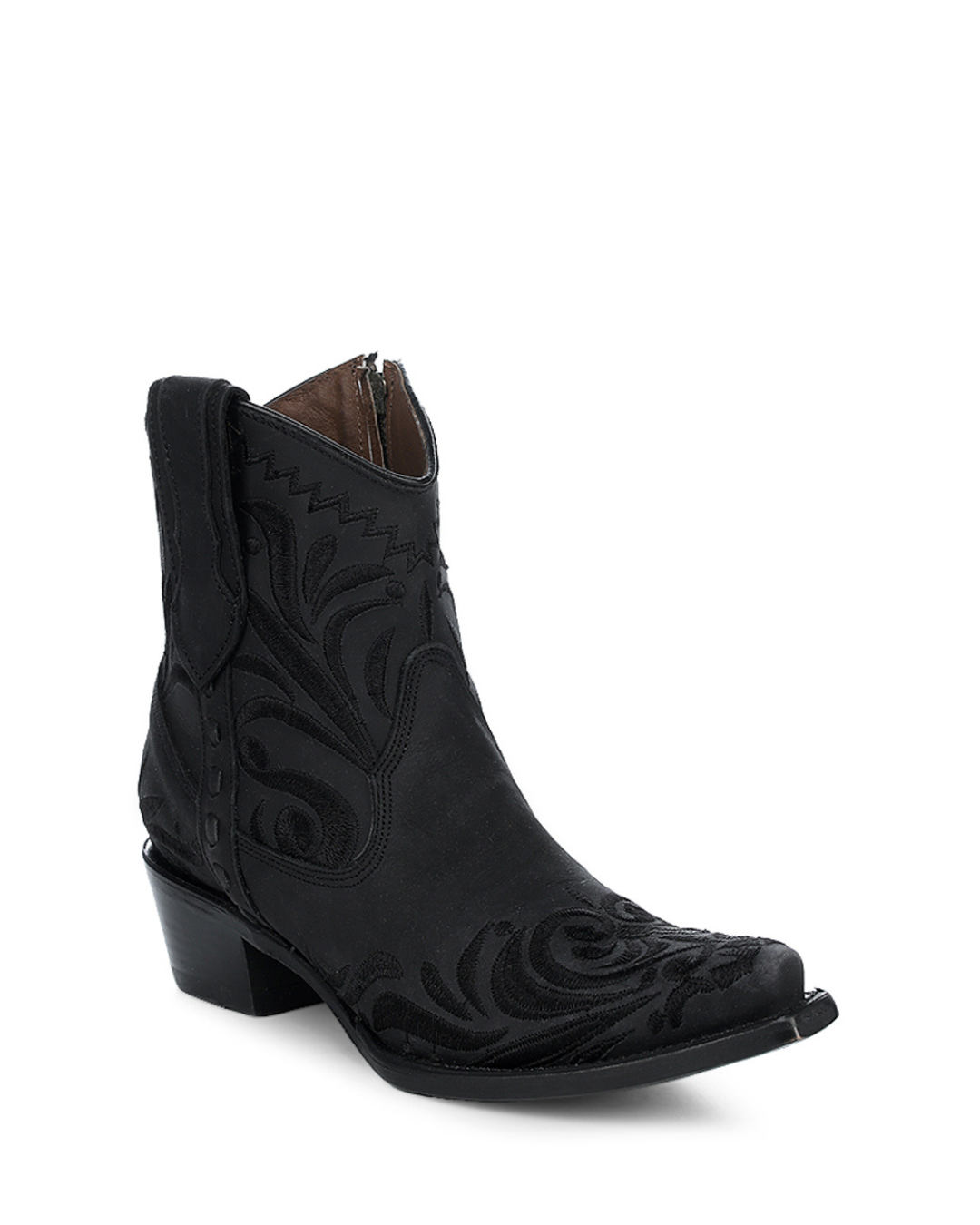Bottines western brodées noires bout pointu
