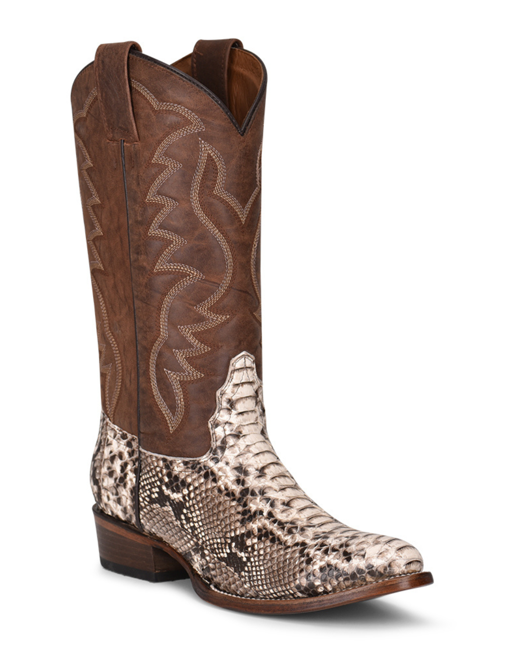 Santiags cuir de python bout arrondi