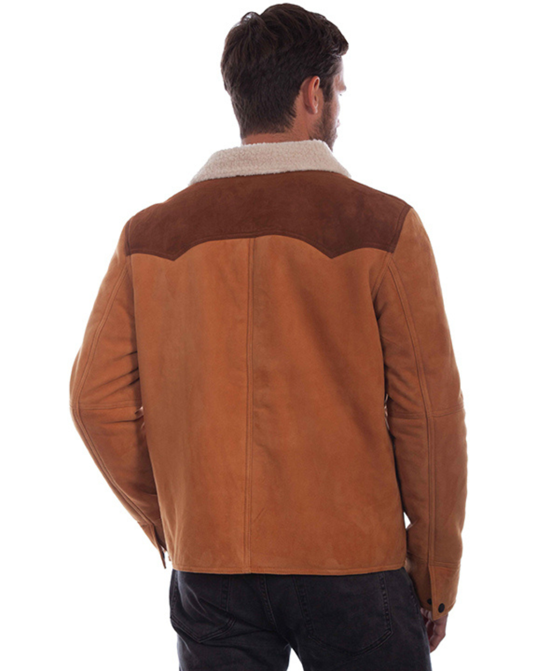 Veste Suédine Homme Col Peau Lainée Camel
