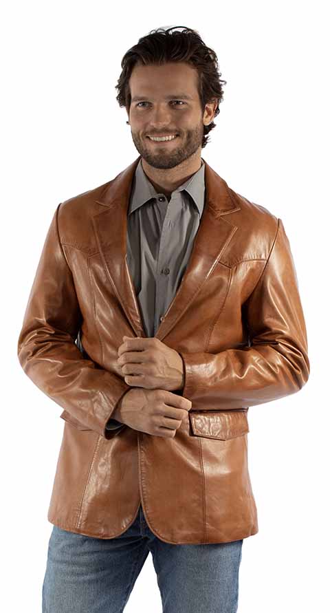 Blazer en cuir d'agneau cognac