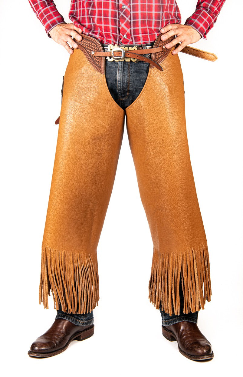 Chinks en cuir avec conchos - Brun