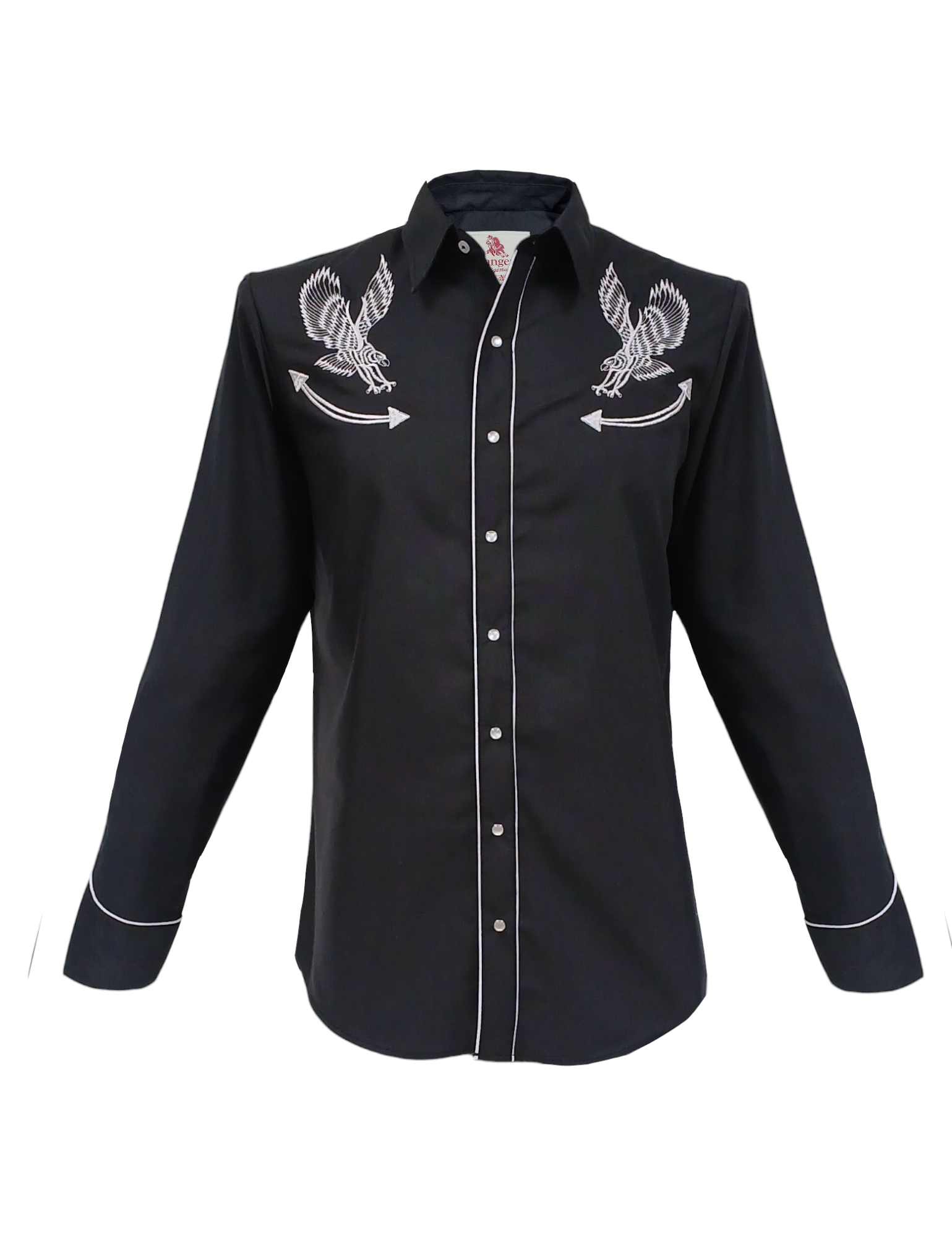Chemise western noire brodée aigles
