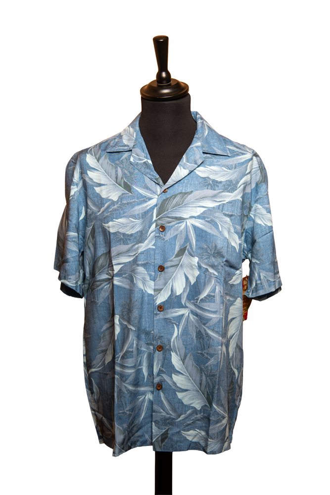 Chemise Hawaïenne feuilles bleu
