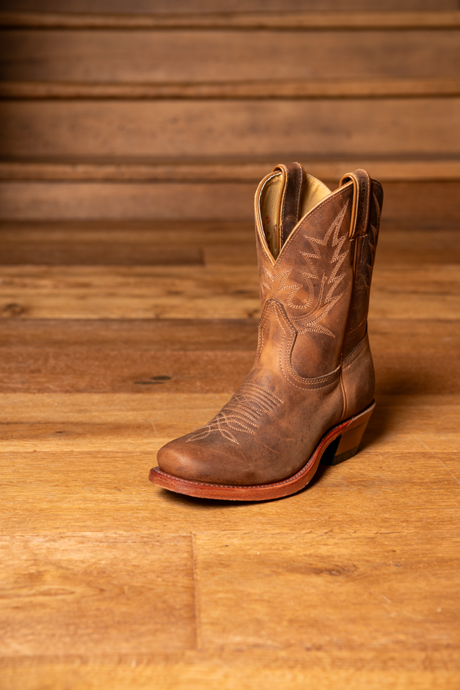 Bottines western mi-hautes brunes bout carré - Femme